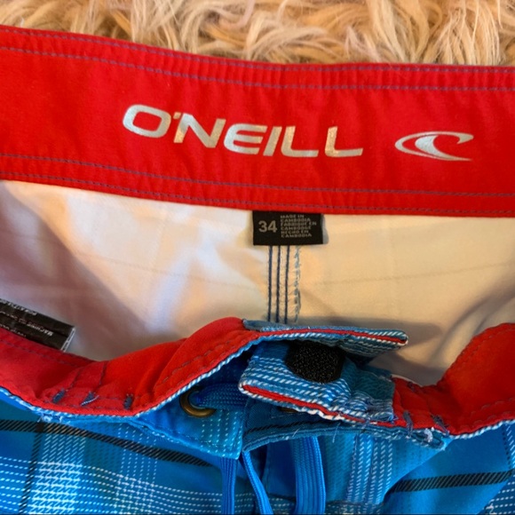 O’Neill Blue Plaid Men’s Swim Trunks size 34 - Picture 3 of 4